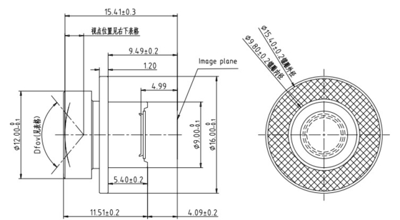 IPX9K Self Driving Car Camera Lens, 2MP / 3MP, FEL3.34mm Wide Angle Lens,Ø6.9 Alta definição, câmera IP, F / NO.2.0,RI: 40%