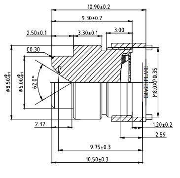 Ø8.0(AA) EFL4.32mm Car Digital Fatigue Monitoring Lens 1.3MP/2MP High-definition Car Lens