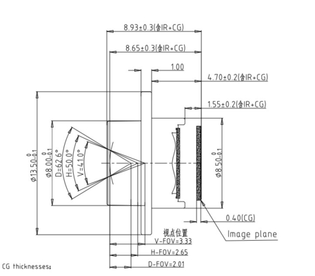 EFL5.21mm Lente e TTL8.93mm Auxiliary Drive Driver Fatigue Monitoring System para tamanho de fio M12*P0.5