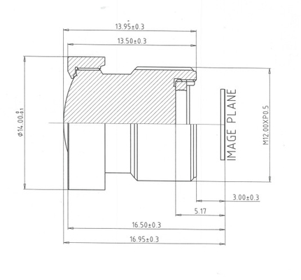 Lente de câmera de visão envolvente preta EFL3.45mm perspectiva geral para assistência de estacionamento