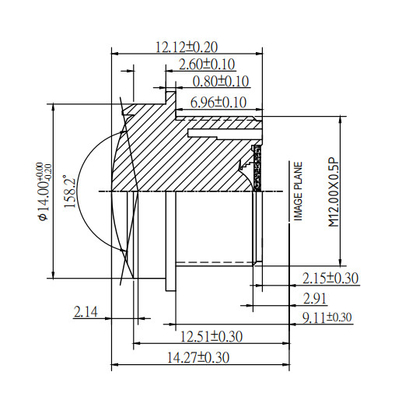 1G3P Versão abreviada Objetivo da câmara de automóvel EFL1.2mm F/NO,2.4 Impermeável IP69K